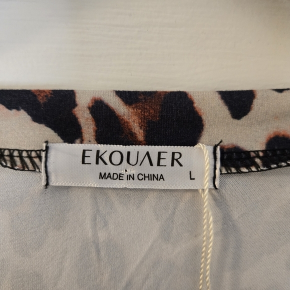 Ekouaer Cotton Leopard Print Sleeveless Pajama Sleepshirt Size Large NWT - Picture 2 of 10